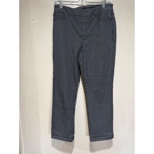 Mario Serrani Italy Womens Navy‎ White Geometric Diamond Ankle Pants Size M